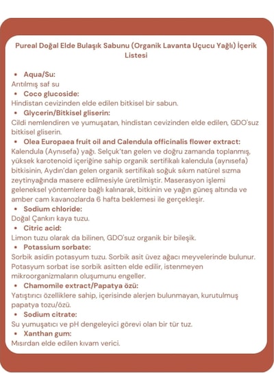 Pureal Doğal Elde Bulaşık Sabunu - Lavanta - Kalendula Yağlı & Papatya Özlü 500 Ml