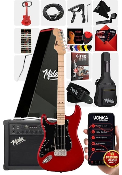 Midex Rph-31rd-25amp Solak Elektro Gitar 25w Amfili Full Set