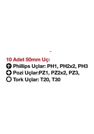 Gfb Xpro 8100 Anahtarlıklı Darbeli Tornavida Uç Seti 10 Parça