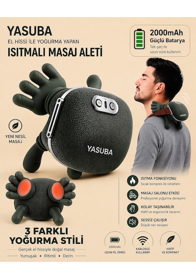 Isıtmalı El Şekilli Taşınabilir Şarjlı Masaj Cihazı