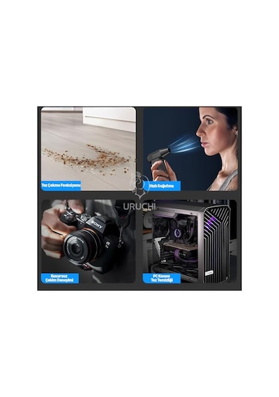 Ayrex Uruchı X3 2026 Şarjlı Hava Üfleyici & Vakum Gerçek 130000 Rpm, 8000mah Batarya, 3 Kademeli Turbo Toz Üfle