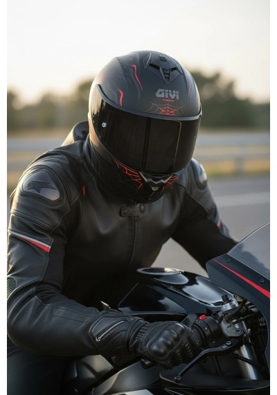 Gıvı 50.x Arachno Mat / 1 Renkli 1 Şeffaf Vizörlü Motosiklet Kask Siyah Vizör + Şeffaf