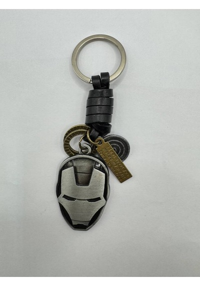 Iron Man Baş Figürlü Hakiki Deri Anahtarlık Dayanıklı Ve Şık
