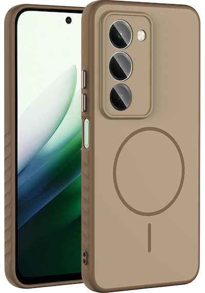 Xiaomi Redmi 15 Kılıf M-safe Şarj Özellikli Zore Tea Kapak Gold
