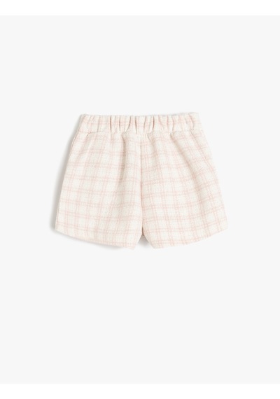 Koton Ekoseli Beli Lastikli Kruvaze Şort Etek Pembe Ekose 5smg40030aw Pembe Ekoseli Pembe