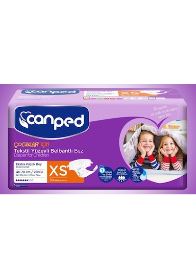 Canped Tekstil Yüzeyli Belbantlı Hasta Bezi Extra Küçük Boy XS 30'Lu