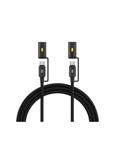 T2ın1c 240w Led Fener Ve Alevsiz Çakmak Fonksiyonlu Type-c To Type-c Şarj Ve Data Kablosu 1.2 Metre Siyah