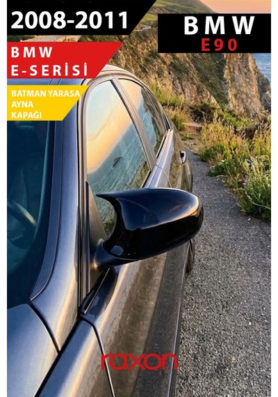 Bmw 3 Serisi E90 2008-2011 Batman & Yarasa Ayna Kapağı Parlak Piano Black Sport