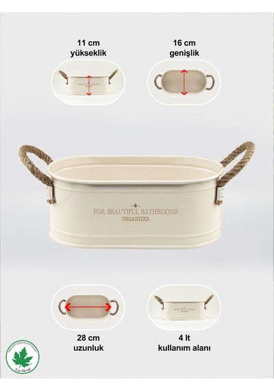 İp Kulplu Baton Metal Banyo Düzenleyici, Banyo Organizeri For Beautiful Bathrooms Organizer Baskı - Krem Krem