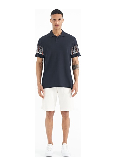 Tommylife Tommy Life Lacivert Kol Baskı Detaylı Polo Yaka Standart Form Erkek T-shirt - 88240 Lacivert