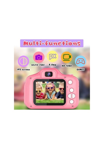 Dijital Renkli Ekran Çocuk Kamerası 1080p Hafıza Kartlı Şarjlı Video Resim Oyun Fotoğraf Makinesi