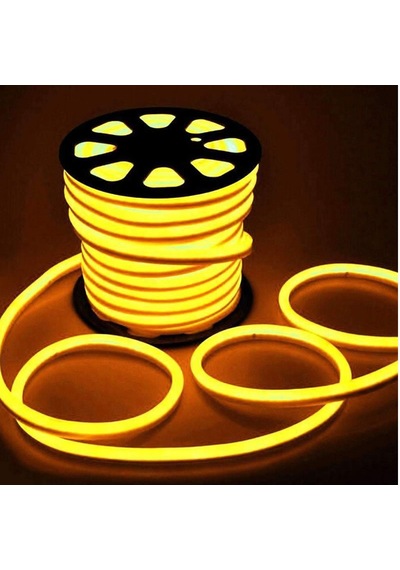 Kcl016 2835 220v Neon Led Şerit Sarı 100 Mt Siyah