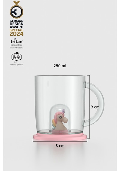 Renga Joy Unicorn Figürlü 250 Ml Kulplu Tritan Bardak 222059 Pembe Pembe