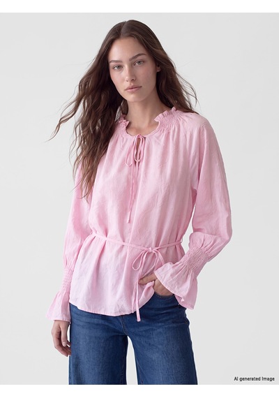 Lcw Modest Pembe Desenli Kuşaklı Kadın Gipeli Tunik