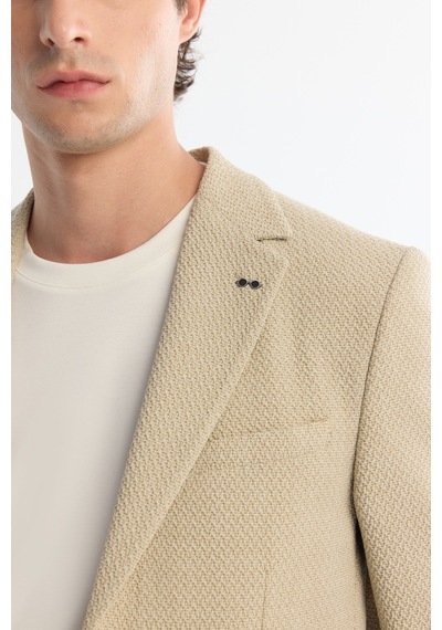 Avva Erkek Bej Mono Yaka Bi-stretch Blazer Comfort Slim Fit Ceket A42y4011 Avva Erkek Bej Mono Yaka Bi-stretch Blazer Comfort Slim Fit Ceket A42y4011