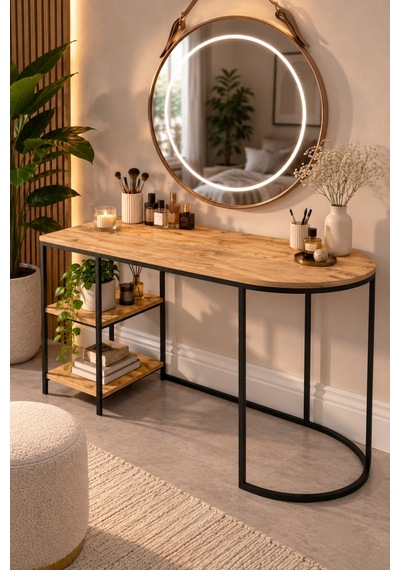 Sulorahome Dolunay Çalışma Ve Makyaj Masası Kahverengi 125 Cm