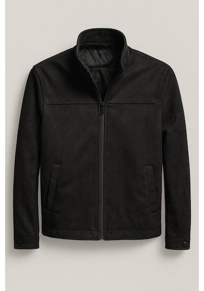 Premum Basic Slim Fit Süet Ceket Siyah