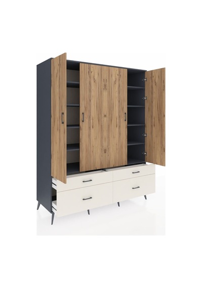 Kronos Gardrop 10 Raflı 4 Çekmeceli 4 Kapaklı 176x59x221 Antrasit-çam/aytaşı Çam/aytaşı Kronos Gardrop 10 Raflı 4 Çekmeceli 4 Kapaklı 176x59x221 Antrasit-çam/aytaşı Çam/aytaşı