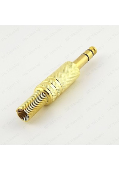 Lehimlenebilir Altın Kaplama Metal 6.35 mm Stereo Erkek Çivi Jack