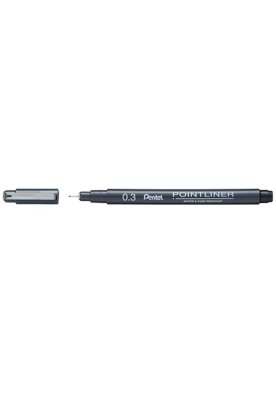 Pentel Pointliner S20p-3a, Fineliner, Siyah, Suya Dayanıklı Ve Solmaz, 0,3 Mm
