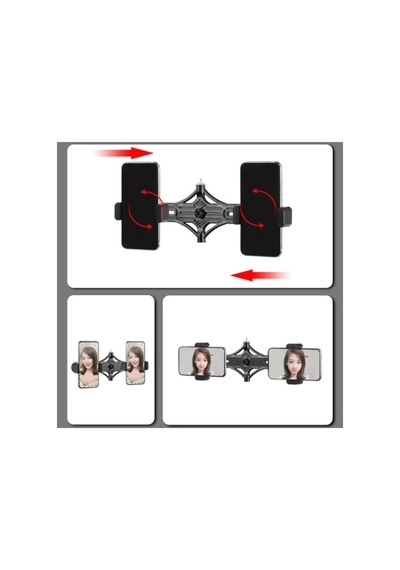 Çift Telefon Tutucu 12Cm Led Işık Stand Youtuber.Makyaj Set