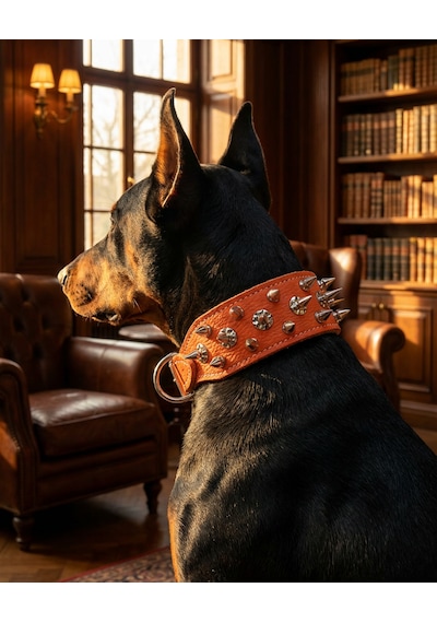 Deri Köpek Koruma Tasması Turuncu