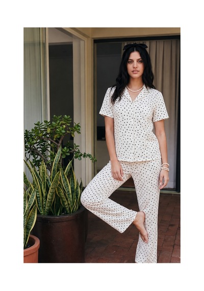 Fit Women Viskon Karışım Homewear Kar Beyaz Pijama Takımı