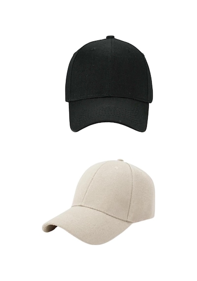 Ritagarcia Unisex Ayarlanabilir Spor Siyah-taş Basic Kep Şapka 2'li Set Siyah