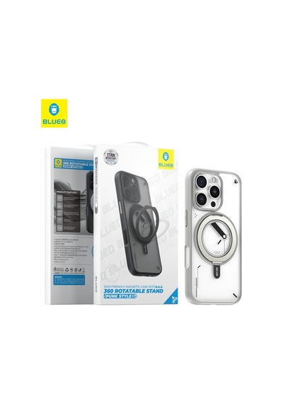 Mr. Gorilla İphone 16 Pro Max Uyumlu Magsafe Destekli 360 Dönen Metal Standlı Mat Kılıf Gri