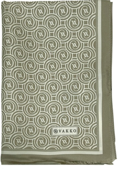 Vakko Twill İpek Şal - Helezon Monogram - Açık Yeşil