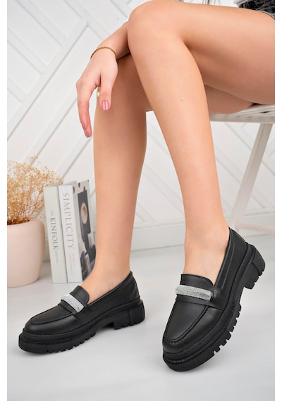 Aymood Kadın Loafer Yuvarlak Burun Maskülen Bağcıksız Yüksek Dolgu Taban Oxford Ayakkabı Siyah Aymood Kadın Loafer Yuvarlak Burun Maskülen Bağcıksız Yüksek Dolgu Taban Oxford Ayakkabı Siyah