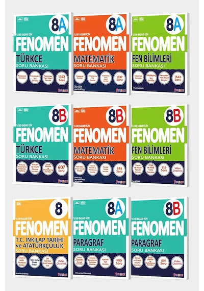 2025 Fenomen 8. Sınıf 9'lu A-b Tüm Dersler Set
