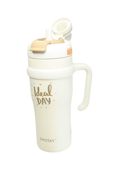 Shotay St-8919 Çift Kullanım Pipetli/rahat İçim Beyaz 1000ml Çelik Termos Diğer