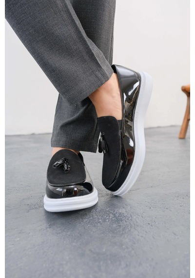 Mn002 - Rbt Loafer Verniciata Erkek Ayakkabı Sıyah Siyah
