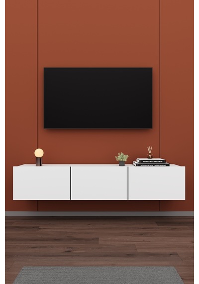 Asra Trend Tv Ünitesi Tv Sehpası T-27 %100 MDF Duvara Monte Askılı Ünite Beyaz