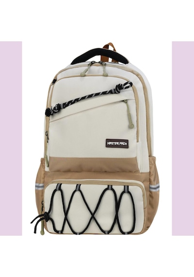 Ortopedik Ultra Lüx Büyük Boy 45 32 25 Cm Su Geçirmez Laptop Bölmeli Sırt Çantası Krem-kahve