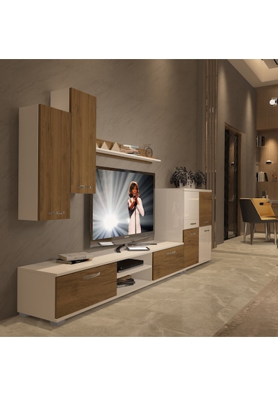 Decoraktiv Eko 6 Mdf Dvd Tv Ünitesi Tv Sehpası - Beyaz Pera Beyaz - Meşe