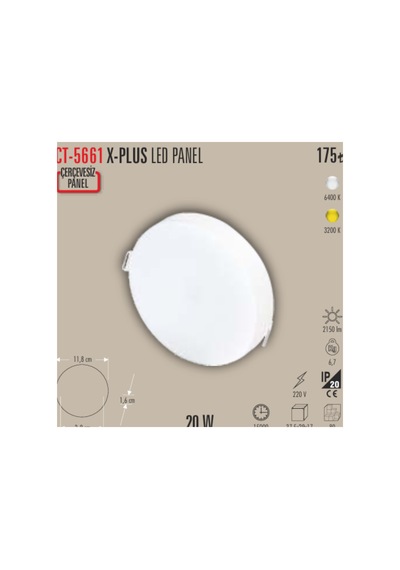 Ct5661 X-plus Led Panel Ayarlanabilir Spot 5adet - 20 W Beyaz