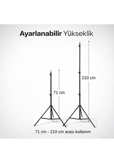 Tr 210 Cm Metal Tripod Standı Ayarlanabilir Profesyonel Işık Standı, Telefon Kamera Ve Ring Light Uyumlu, Univer