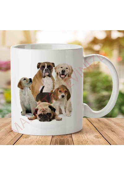 Köpekler Kupa Bardak Çok Renkli