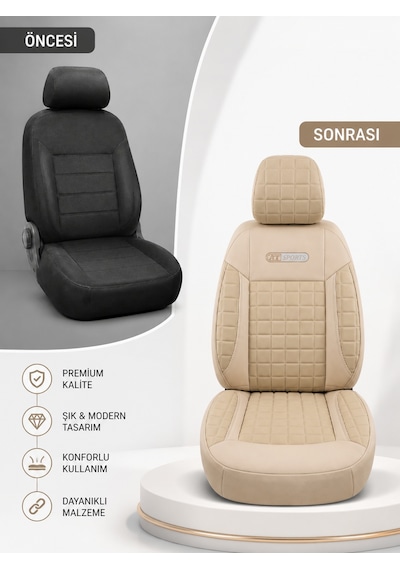 Fiat Punto Araçlara Uyumlu Arkalı Önlü Takım Dolgulu Oto Kılıfı - Piksel Seri 96249252