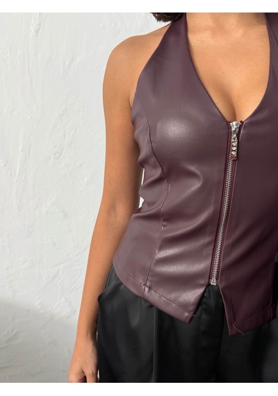 Verymoda Sunideri Fermuarlı Yelek Vmf2036 Bordo