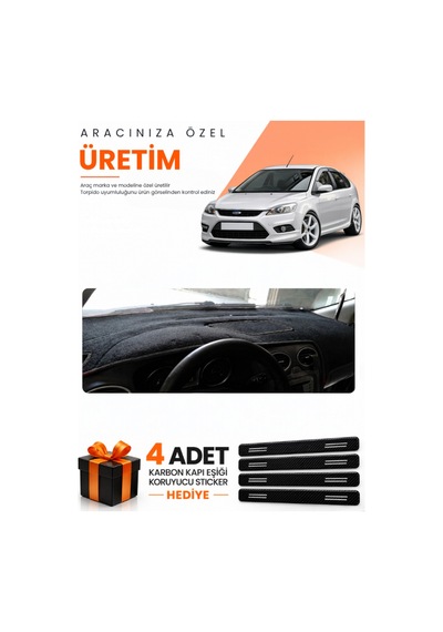 Ford Focus 2.5 Hatchback Kpk 2008-2011 Uyumlu Torpido Koruma Örtüsü Oto Kılıfı - Siyah