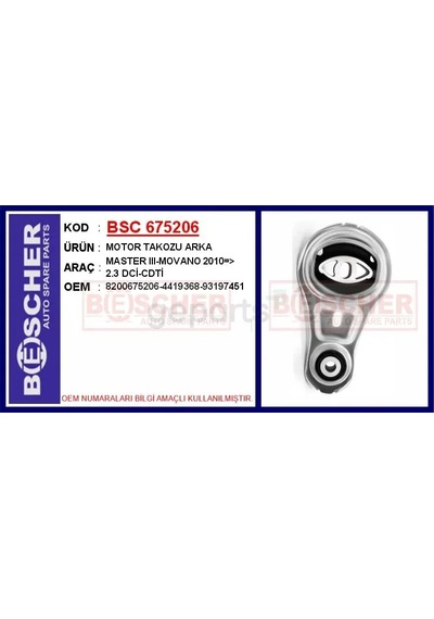 Motor Takozu Arka Master 3 - Movano 2010 2.3 Dci - Cdti