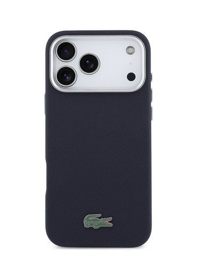 Apple iPhone 17 Pro Max Kılıf Lacoste Lisanslı M-safe Uyumlu Pvc Pike Desen İkonik Timsah Logolu Lacivert