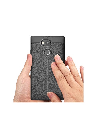Sony Xperia Xa2 Ultra Kılıf Niss Deri Desenli Silikon Kılıf Siyah