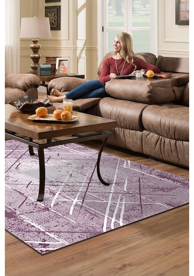 Dekoreko Kaymaz Taban Djt Salon Halısı Trend Modern M5003 Mor