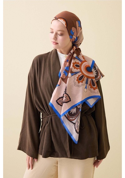 Imannoor Nilüfer Karamel Floş Viskon Şal 70x210 Karamel-cara
