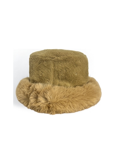 Me-vo Kış Sezonu Peluş Bucket Şapka, Karamel Rengi, Yumuşak Suni Kürk Bej