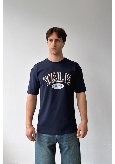 Flaw Yale Nakışlı Tişört-29679 Lacivert